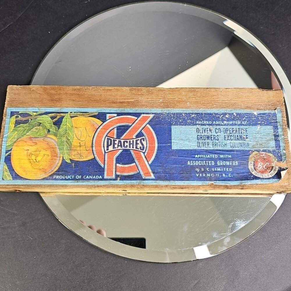 Okanagon BC OK Peaches Vintage Advertising Label Sticker Vernon Canada Kelowna